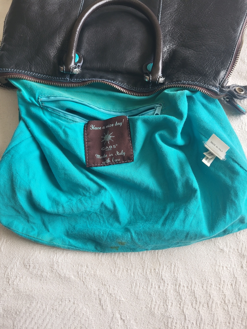 Gabs Black Leather Convertible Tote with Teal Accents - Women Bags - Picture 6 of 14